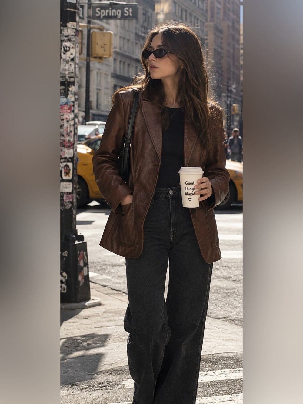 Vintage GAP Genuine Leather Brown Blazer Jacket Women’s Small